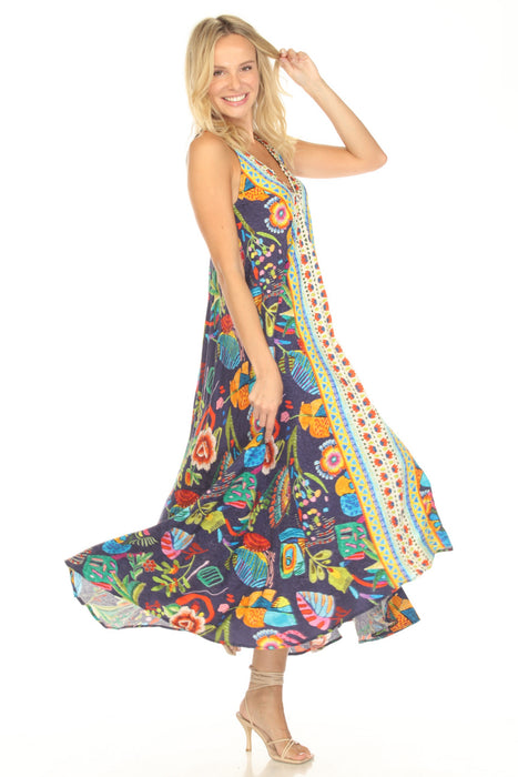 Johnny Was Eva Maxi Dress Colorful Printed V-Neck Sleeveless Dress AfterRetail Johnny Was Eva Maxi Dress Colorful Printed V-Neck Sleeveless Dress AfterRetail