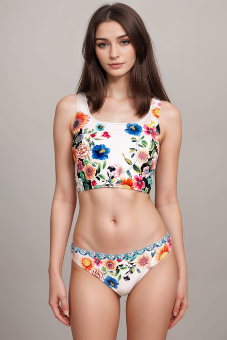 Johnny Was Style CSW4423-N Evening Palace Crop Tank Bikini Top