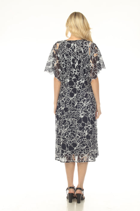 Johnny Was Navy Eyelet Bloom Midi Dress R33125-4