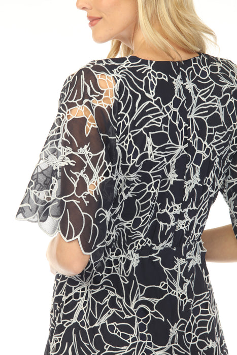 Johnny Was Navy Eyelet Bloom Midi Dress R33125-4