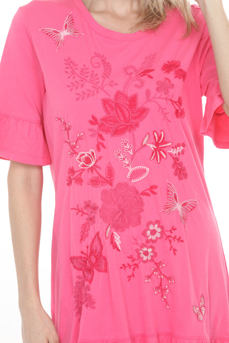 Johnny Was JWLA Pink Diina Ruffle Sleeve Knit Dress J37025-4