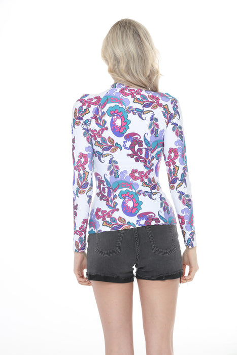 Johnny Was White Fatima Long Sleeve Surf Shirt CSW1125-J