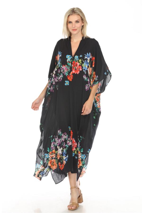 Women's Multi Floral V-Neck Maxi Dress