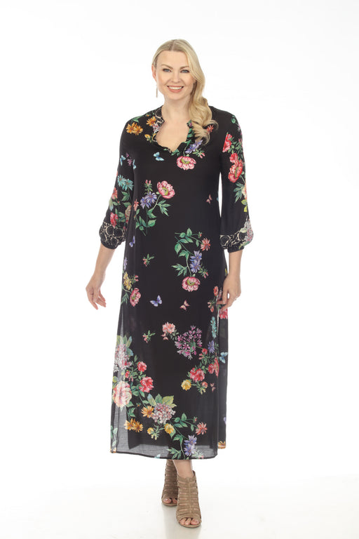 Johnny Was Style CSW3823AM Floral Puff Sleeve Swim Cover-Up Maxi Dress Boho Chic