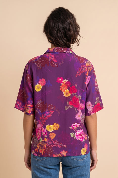 Johnny Was Floral Silk Button-Down Blouse C6667-S