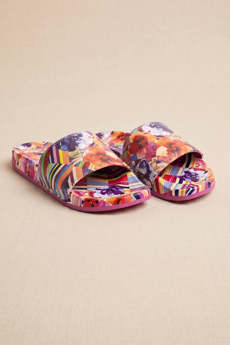 Johnny Was Floral Stripe Pool Side Slide JWS19824-4
