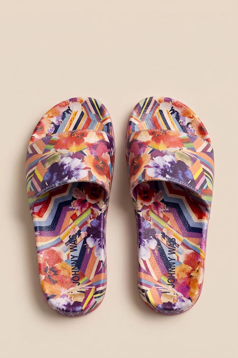 Johnny Was Floral Stripe Pool Side Slide JWS19824-4