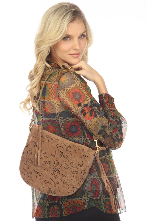 Johnny Was Style R07023 Flore Italian Suede Saddle Bag Boho Chic