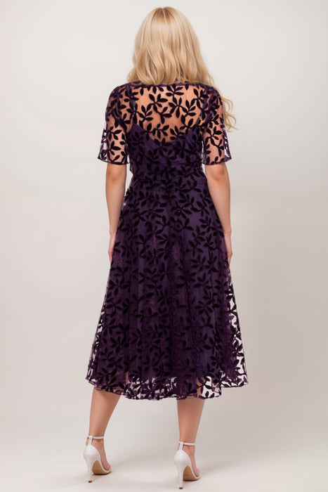 Johnny Was Purple Flower Storm Mesh Flirty Dress R35724-9
