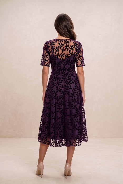 Johnny Was Purple Flower Storm Mesh Flirty Dress R35724-9