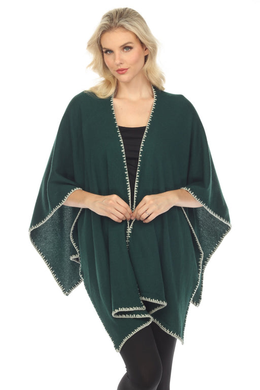 Johnny Was Style M69623 Forest Green Gwen Whipstitch Wool Cashmere Wrap Shawl Boho Chic