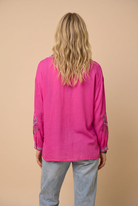 Johnny Was Fuchsia Purple Ivo Button Front Slim Audrey Tunic C28726-2