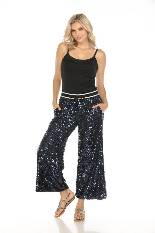 Johnny Was Style C64524 Dark Blue Gable Sequin Wide-Leg Pants Boho Chic