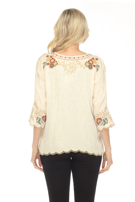 Johnny Was Gabriela Floral Embroidered Blouse Boho Chic C17923