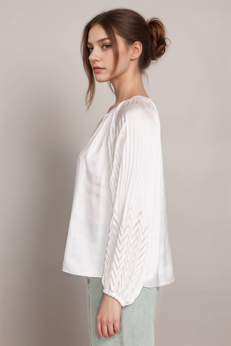 Johnny Was White Gemma Pleated Blouse R13624-4