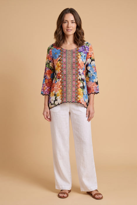Johnny Was Gerbera Floral Print Zora Blouse C11626-1