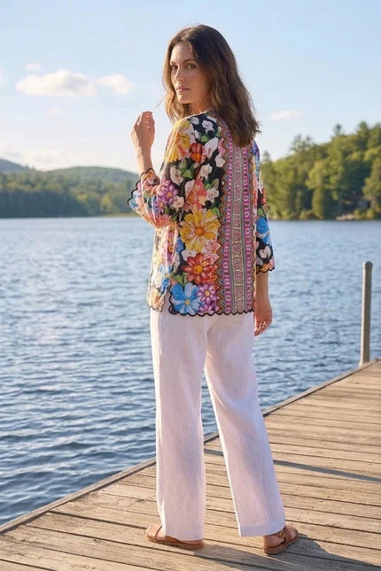 Johnny Was Gerbera Floral Print Zora Blouse C11626-1