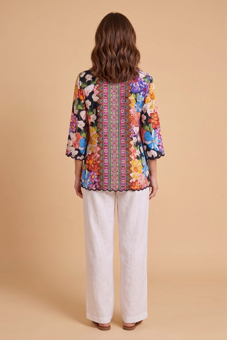 Johnny Was Gerbera Floral Print Zora Blouse C11626-1