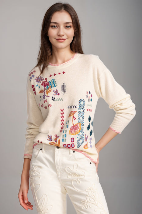 Johnny Was Ginnie The Drop Shoulder Pullover Sweater M68625