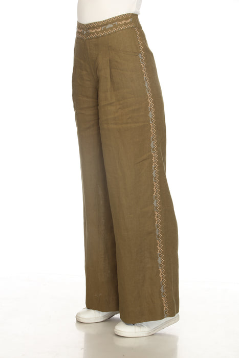 Johnny Was Martini Olive Gloria Wide Leg Pleat Pant J63725-6