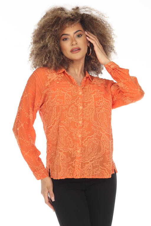Johnny Was Style C16323 Goddess Button-Down Embroidered Shirt Boho Chic