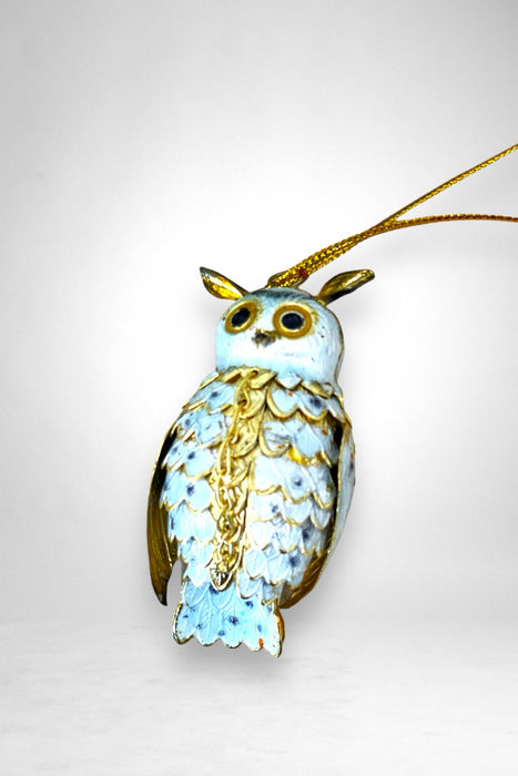 Johnny Was Gold Articulated Owl Cloisonne Ornament Boho Chic H85623