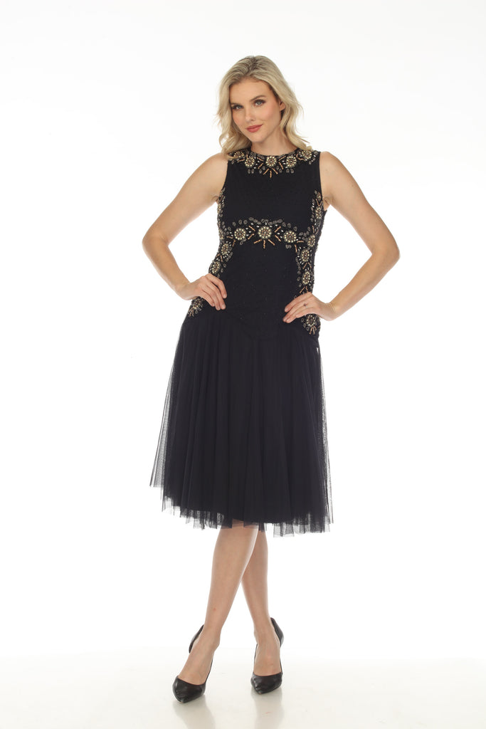 how to clean johnny was jolene embroidered mesh dress Golden Flower Navy Embellished Mesh Dress