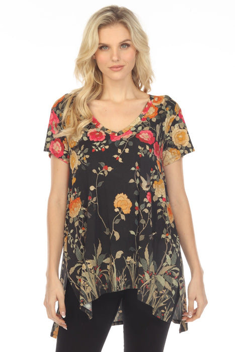 Johnny Was Style T21723 Graceful Floral Drape Tunic Top Boho Chic