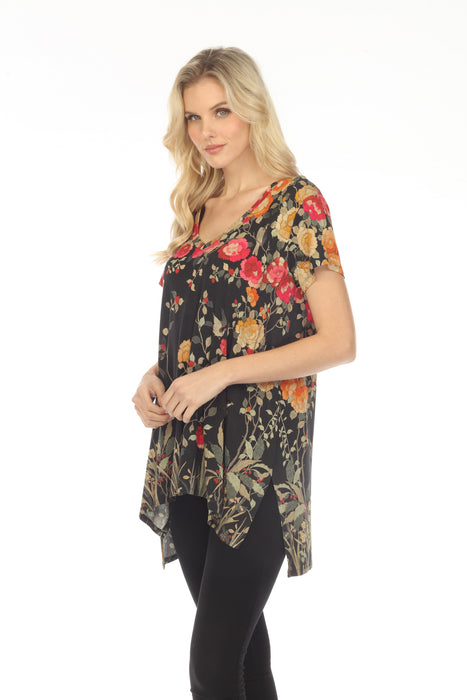 Johnny Was Graceful Floral Drape Tunic Top Boho Chic T21723