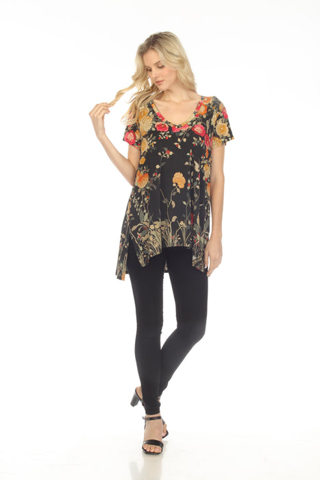Johnny Was Graceful Floral Drape Tunic Top Boho Chic T21723
