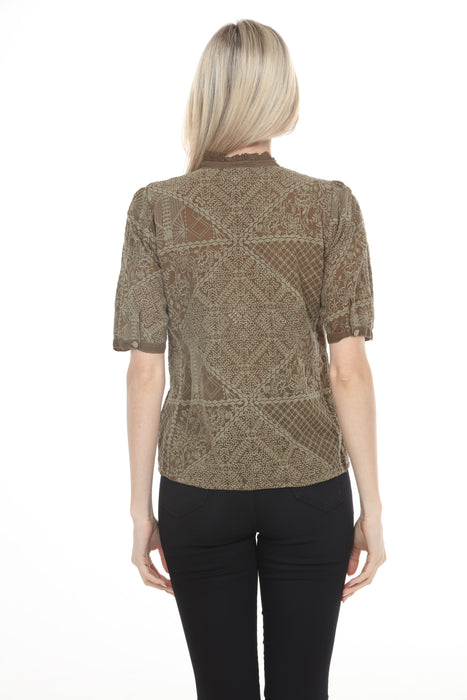 Johnny Was Briallen Embroidered Button Front Shirt C11025-7