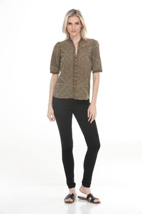 Johnny Was Briallen Embroidered Button Front Shirt C11025-7