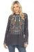 Johnny Was Style C28023 Grey Faylin Embroidered Long Sleeve Tunic Top Boho Chic