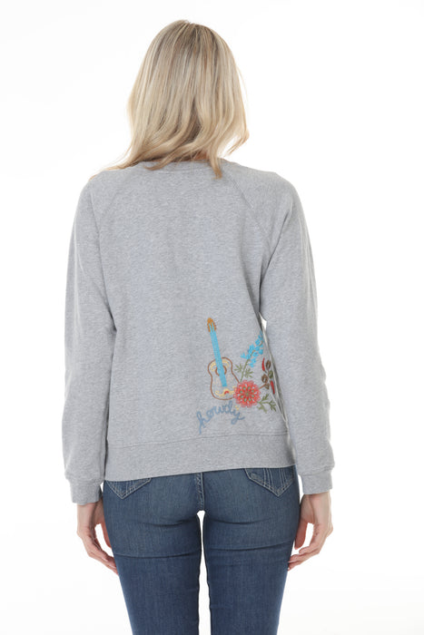 Johnny Was Grey Texas Raglan Sweatshirt R45422