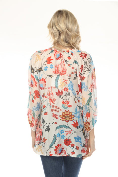 Johnny Was Hanns Floral Silk Tunic Top C24325B1
