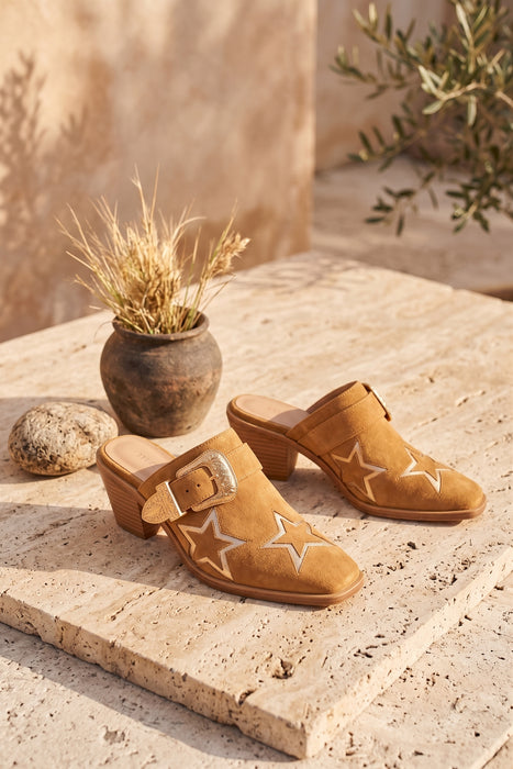 Johnny Was Honey Gold Suede Mule Pumps JW26547-9