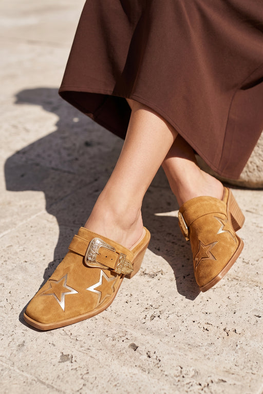 Johnny Was Honey Gold Suede Mule Pumps JW26547-9