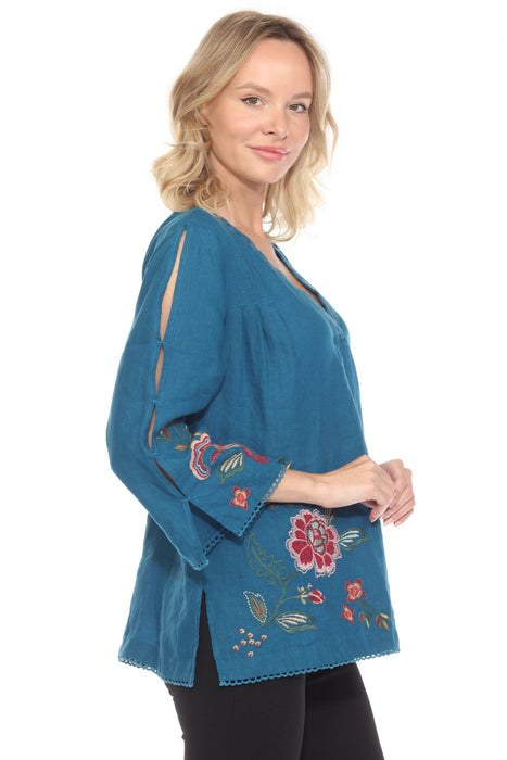 Johnny Was Messine V-Neck Top With Side Slits R16124-8 *