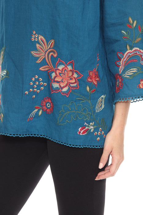 Johnny Was Messine V-Neck Top With Side Slits R16124-8 *