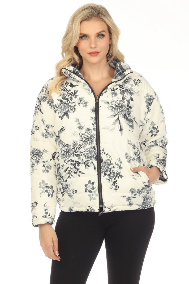 Ivory Reversible Floral Plaid Jacket | Johnny Was — AfterRetail
