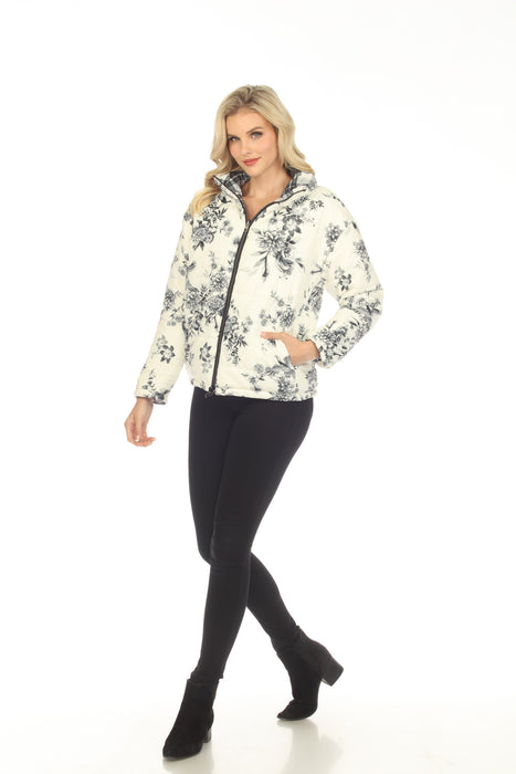 Johnny Was Ivory Dreamer Reversible Floral Plaid Zip Front Jacket Boho Chic R47223