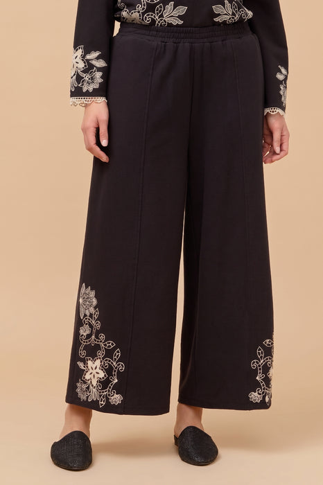 Johnny Was Jade Black Lucci Venlda Cropped Wide Leg Pant L63325-O
