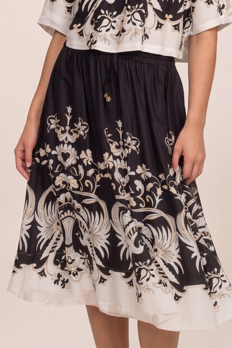 Johnny Was Jade Black Blythe A-Line Midi Skirt L70824