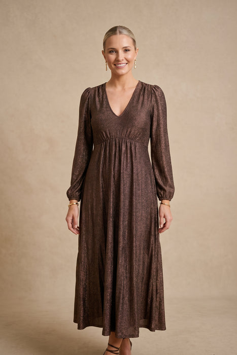 Johnny Was Jade Bronze Metallic Farrah Rogue Maxi Dress L39125-O