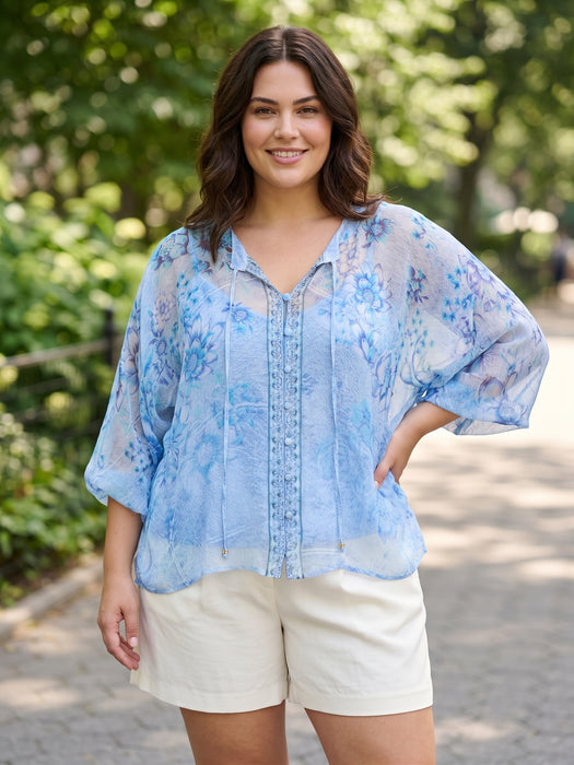 Johnny Was Jade Casablanca Paradisa Harlyn Button Down Blouse Plus Size L10326