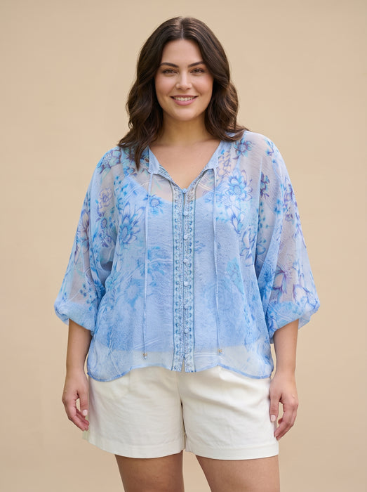 Johnny Was Jade Casablanca Paradisa Harlyn Button Down Blouse Plus Size L10326