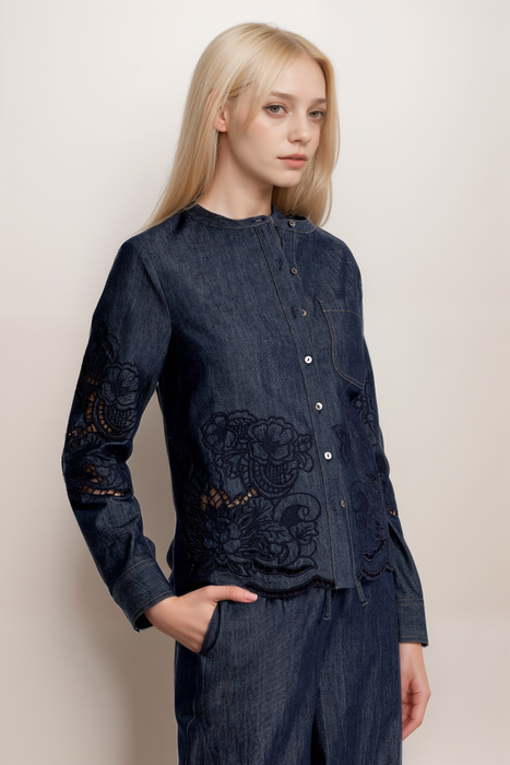 Johnny Was Jade Dark Blue Cecila Denim Blouse L13525-2