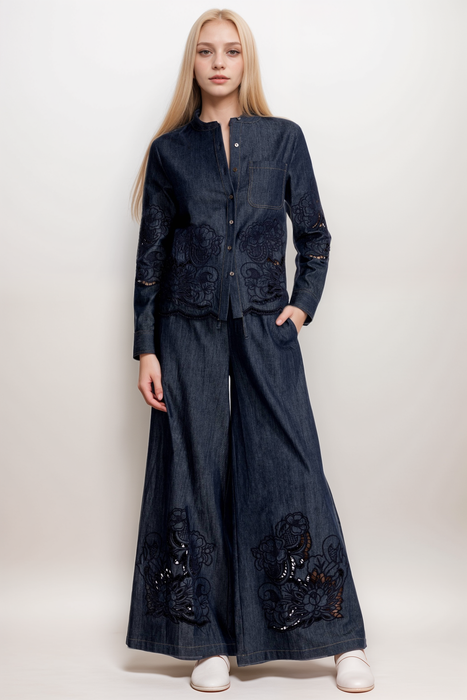 Johnny Was Jade Dark Blue Cecila Denim Blouse L13525-2