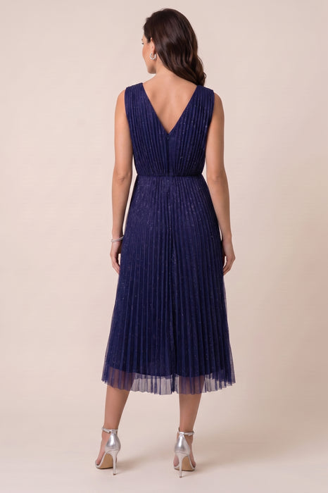Johnny Was Jade Blue Clario Pleated Midi Dress L33724-9