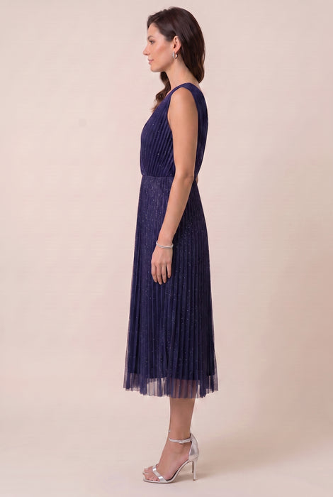 Johnny Was Jade Blue Clario Pleated Midi Dress L33724-9